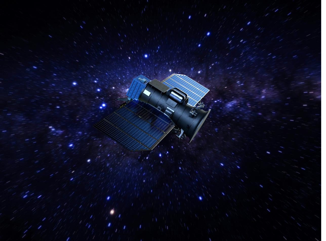 An Earth observation satellite in space
